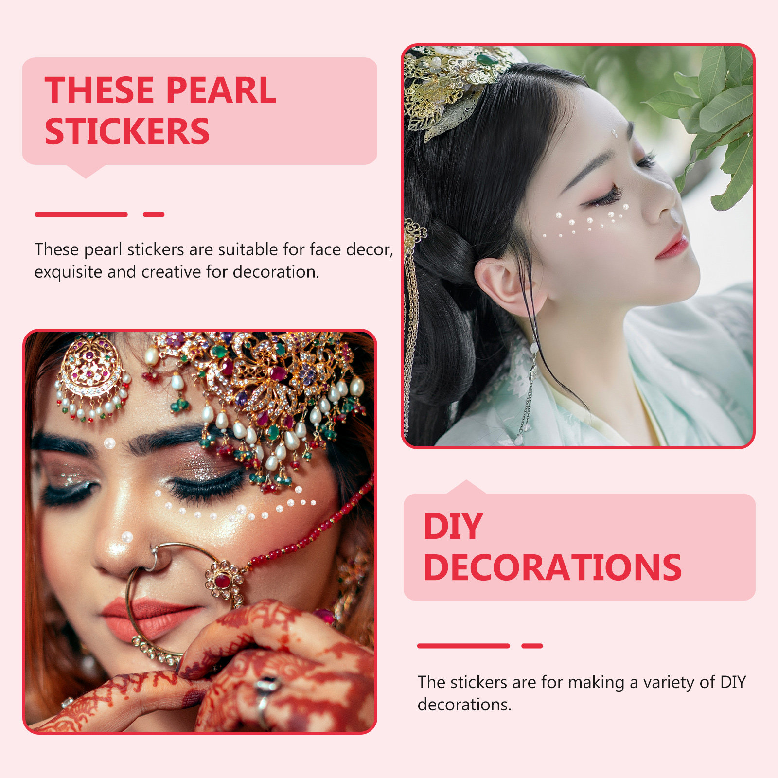 Embellish Craft - 5 buah stiker mutiara untuk wajah,
