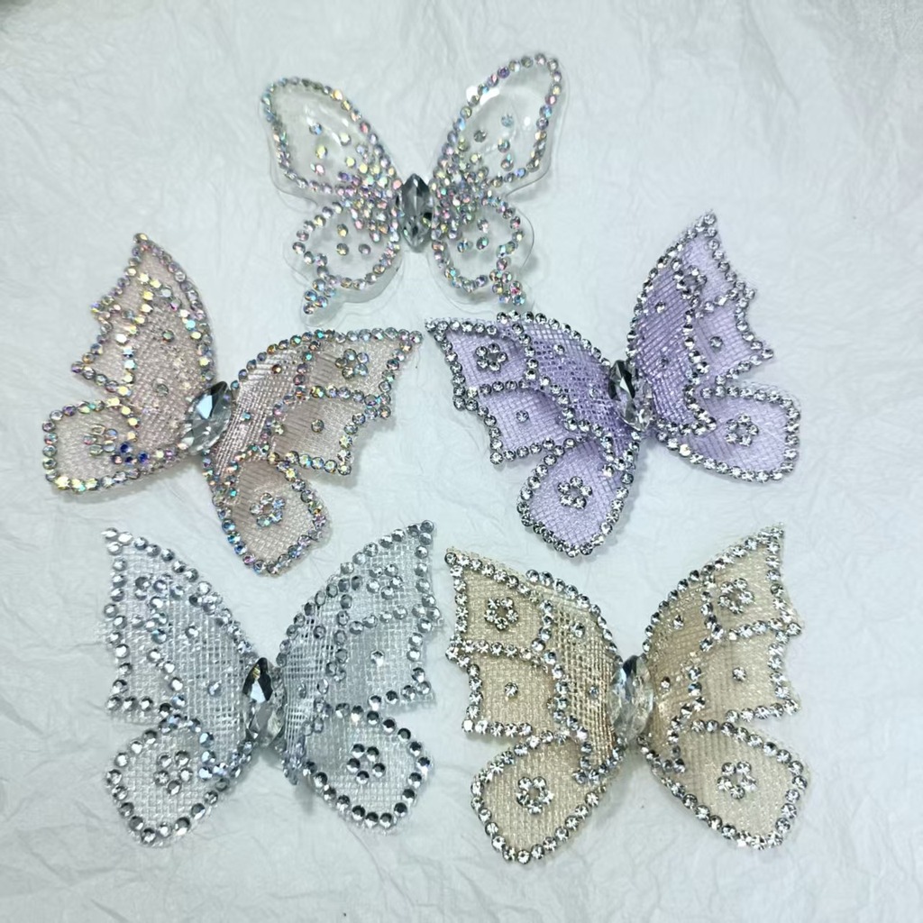 Sew On Rhinestone - Aplikasi Kupu-kupu Berhias Berlian Imitasi, Patch
