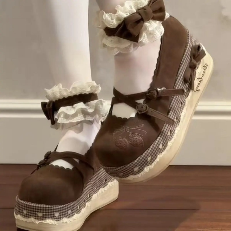 Sepatu Lolita High Heels Penam - Embroidery Embellishments ulasan dan harga